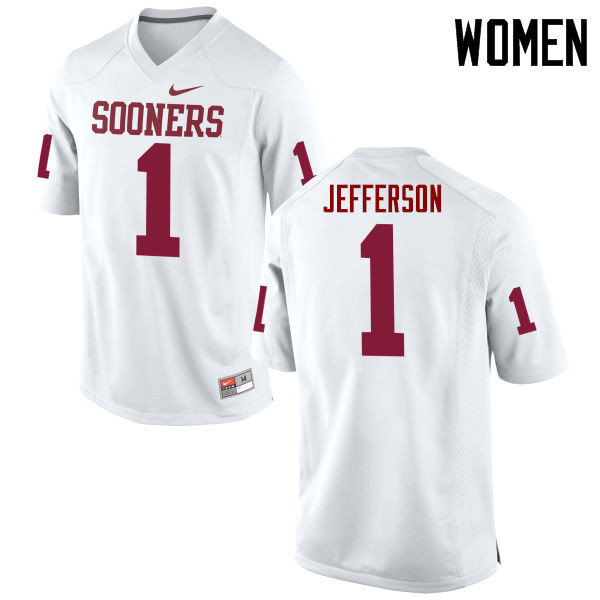 Women Oklahoma Sooners #1 Tony Jefferson College Football Jerseys Game-White - Click Image to Close